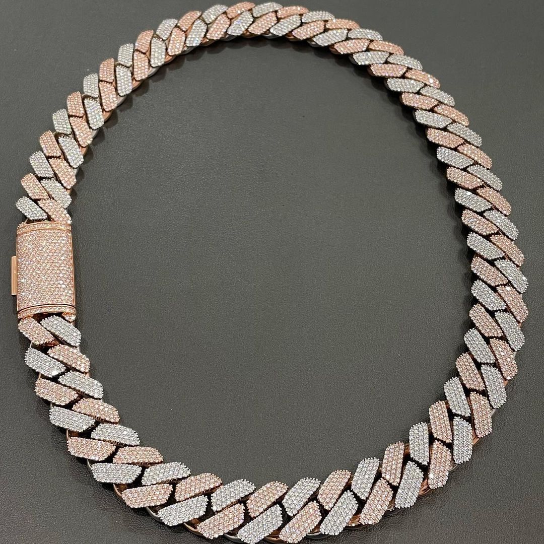 22MM Moissanite Cuban Link Diamond Chain - TwoTone