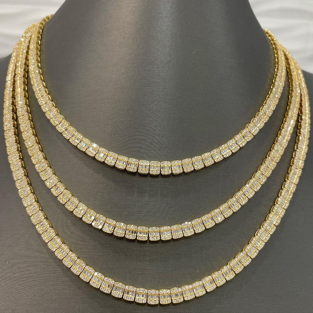6mm Moissanite Baguette Diamond Tennis Chain