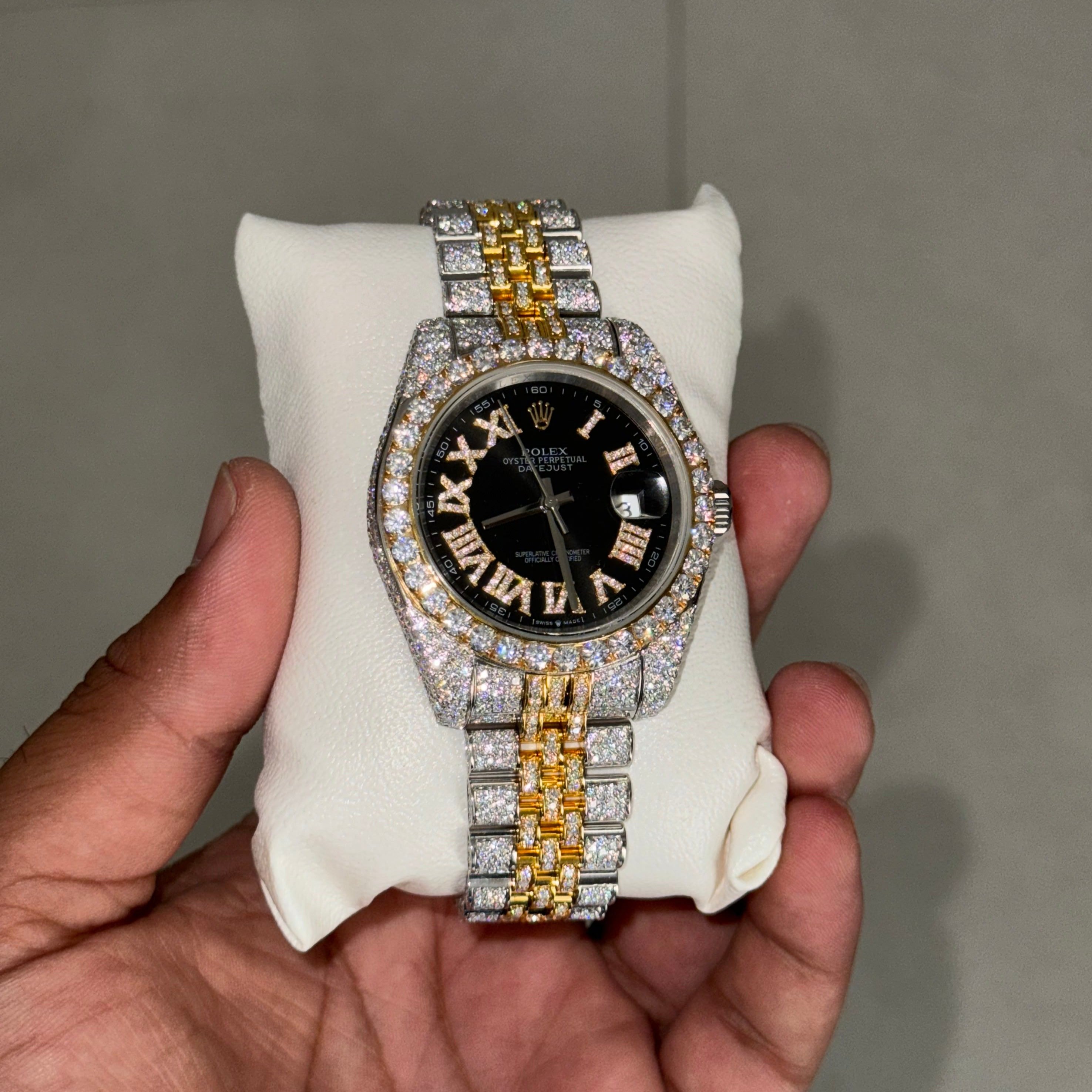 Rolex Datejust with Roman Dial Moissanite Watch