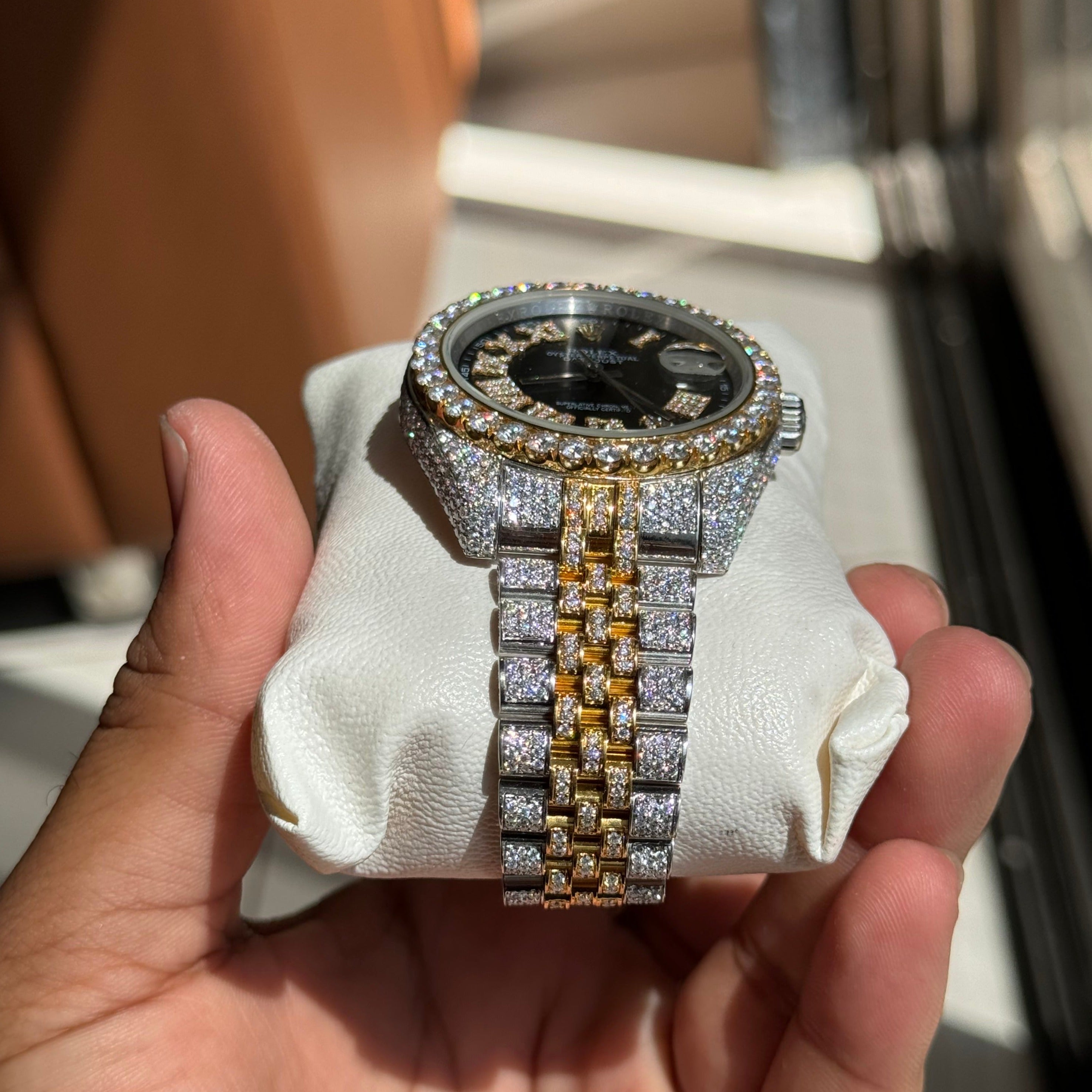 Rolex Datejust with Roman Dial Moissanite Watch