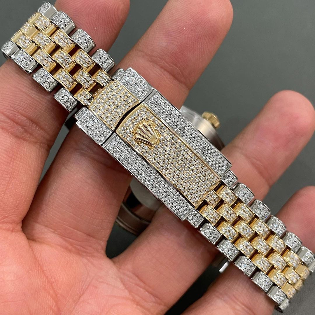 Rolex Datejust Moissanite Watch in Arabic Dial - Iced Out Rolex Watch