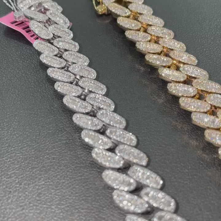 12mm Moissanite Cuban Link Baguette Diamond Bracelet
