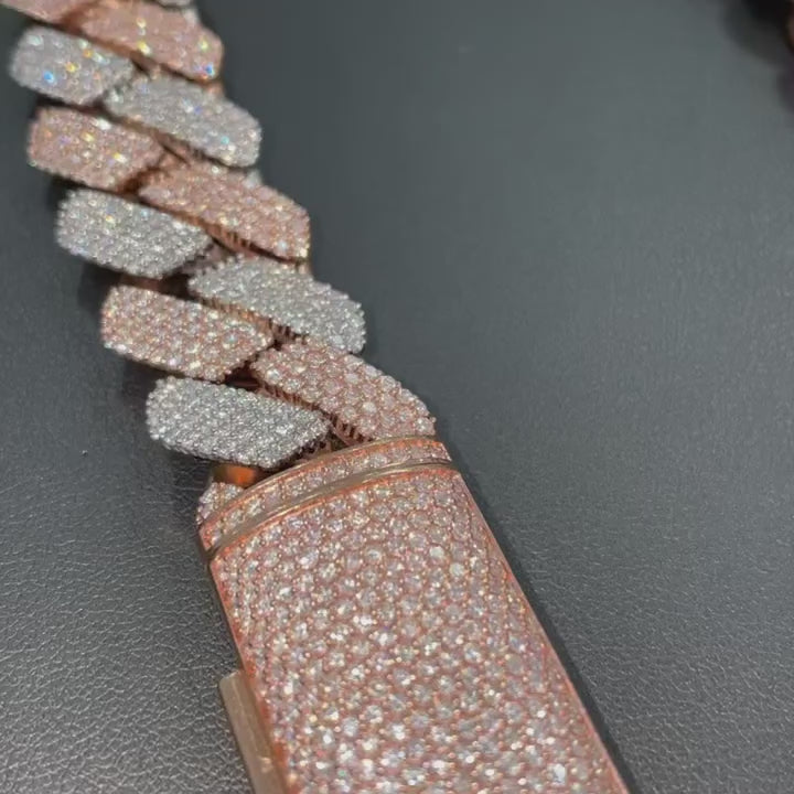 22MM Moissanite Cuban Link Diamond Chain - TwoTone