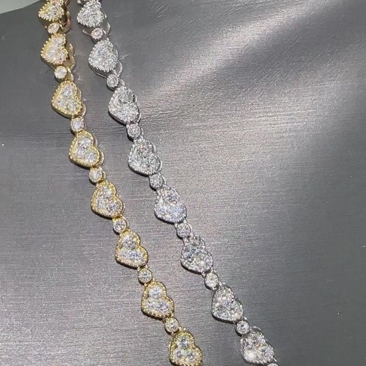 Solitaire Heart Moissanite Tennis Chain