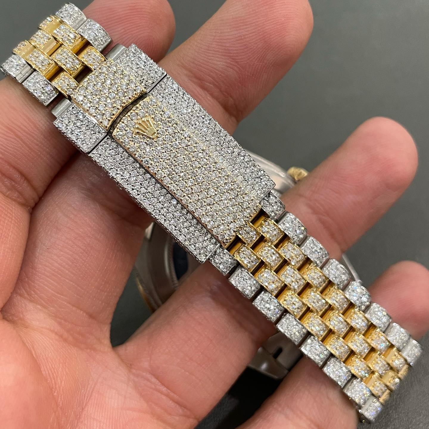 Rolex Datejust Roman Dial Iced Out Moissanite Watch