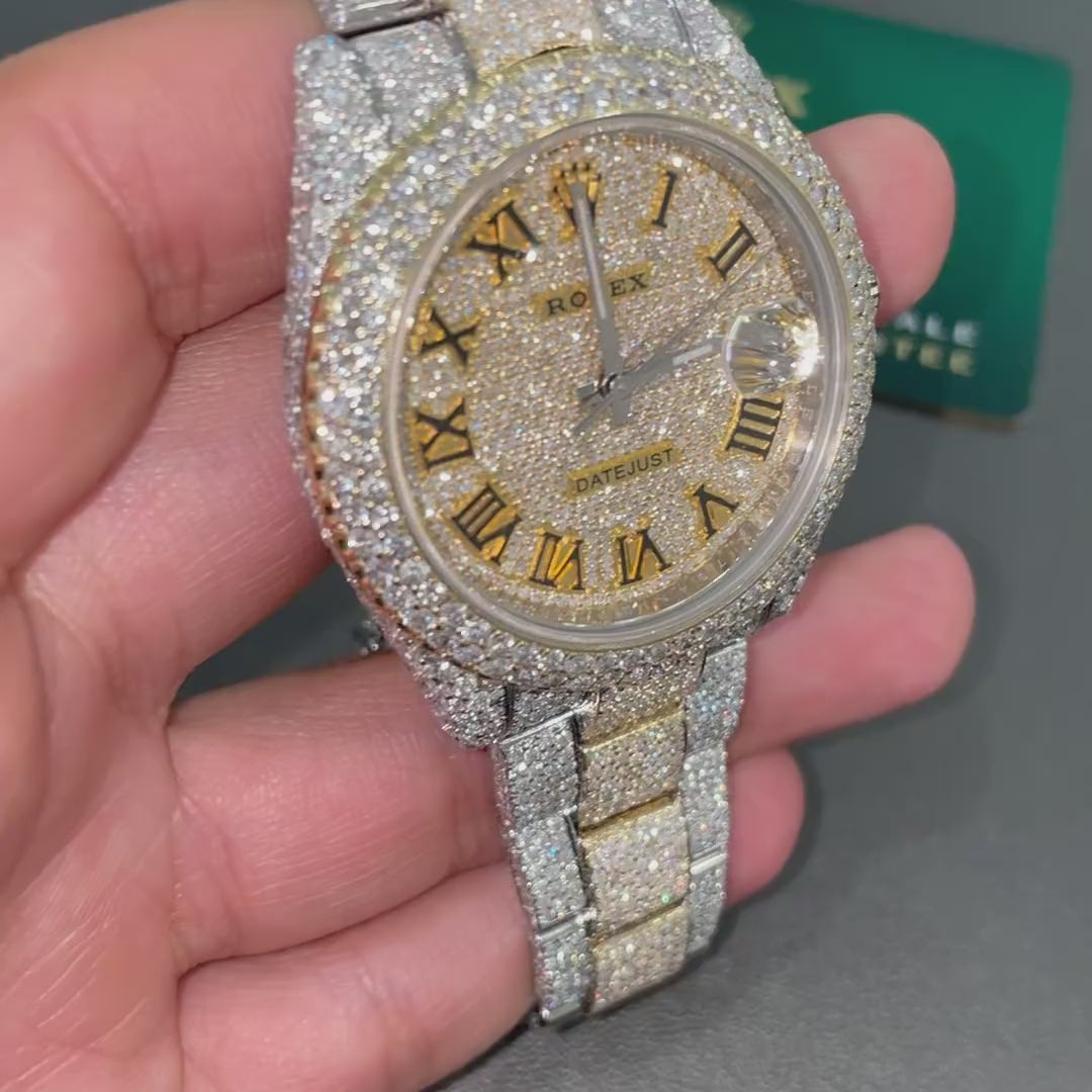 Rolex Datejust in Roman Dial Moissanite Diamond Watch