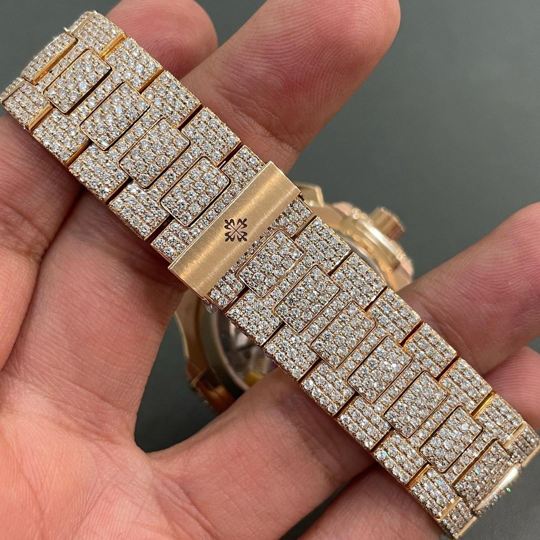 Iced Out Moissanite Patek Philippe Diamond Watch in Nautilus Chronograph