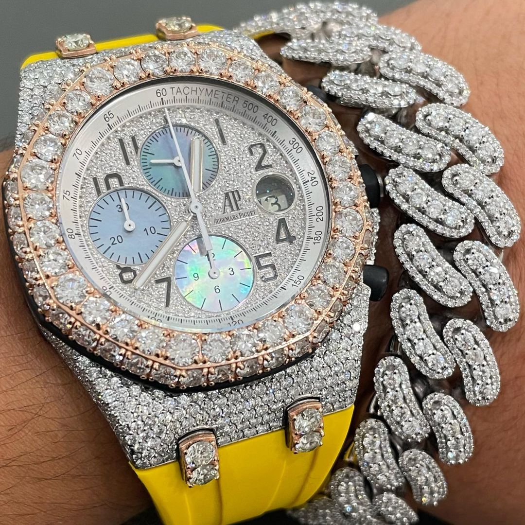 Moissanite AP Watch  - 42mm Audemars Piguet Offshore Two Tone BustDown XL Diamond