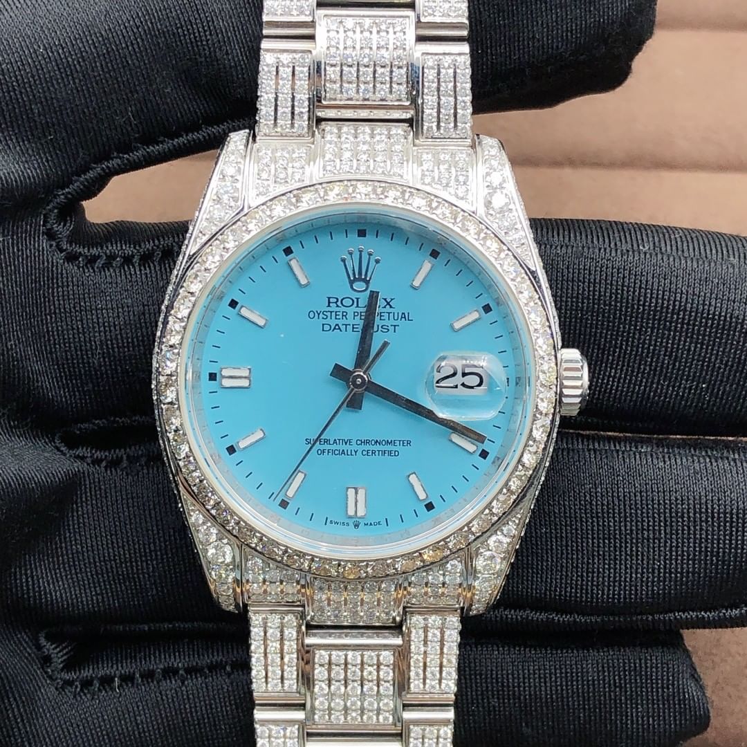 Rolex Datejust Moissanite Diamond Watch - Tiffany Blue Dial 41 MM Watch
