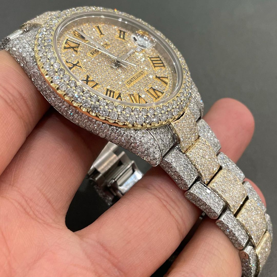 Rolex Datejust in Roman Dial Moissanite Diamond Watch