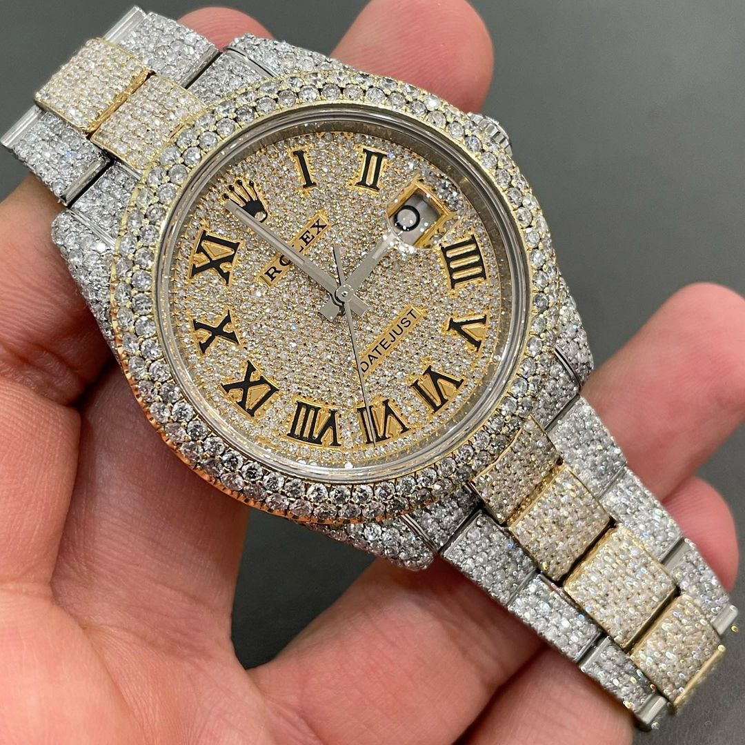 Rolex Datejust in Roman Dial Moissanite Diamond Watch