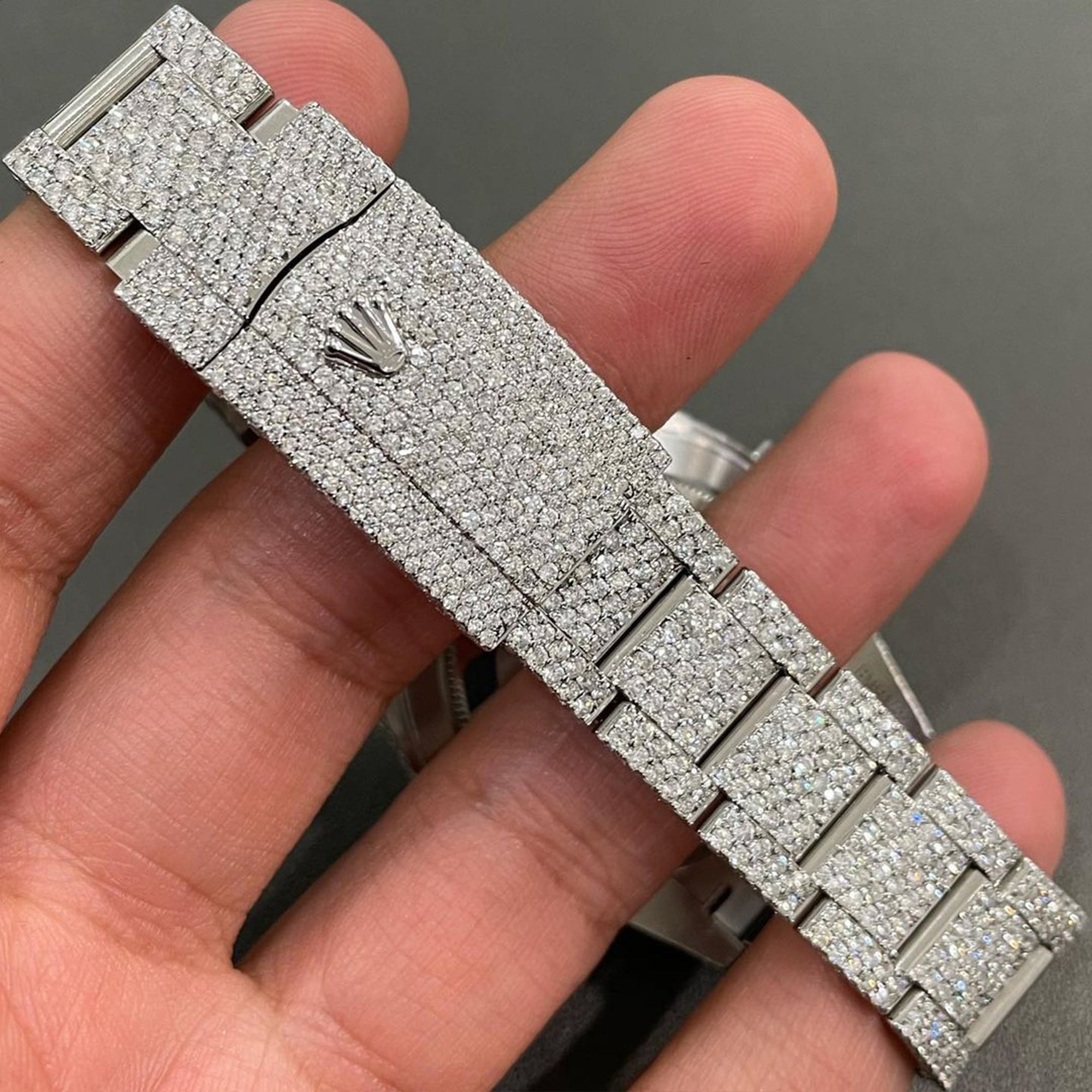 Rolex Datejust Fully Iced Out Moissanite Watch in VVS Diamond