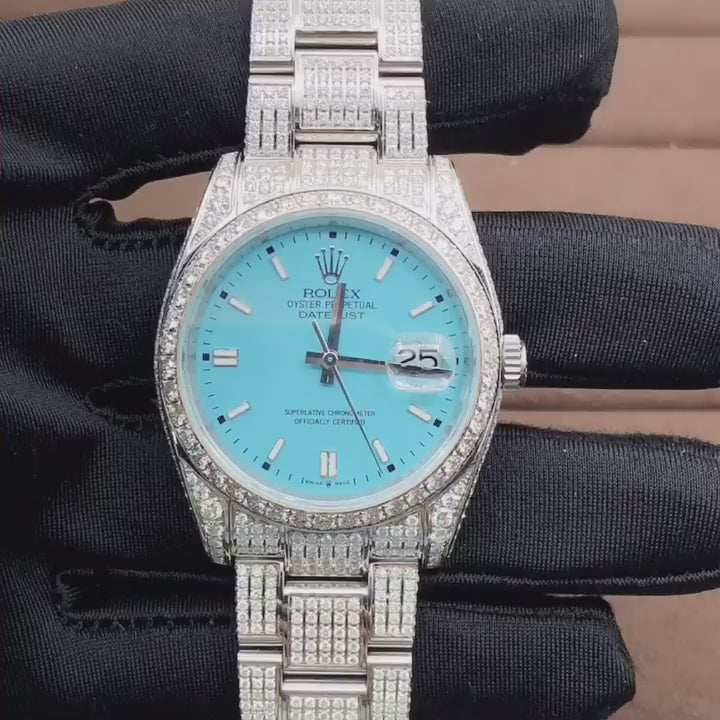 Rolex Datejust Moissanite Diamond Watch - Tiffany Blue Dial 41 MM Watch