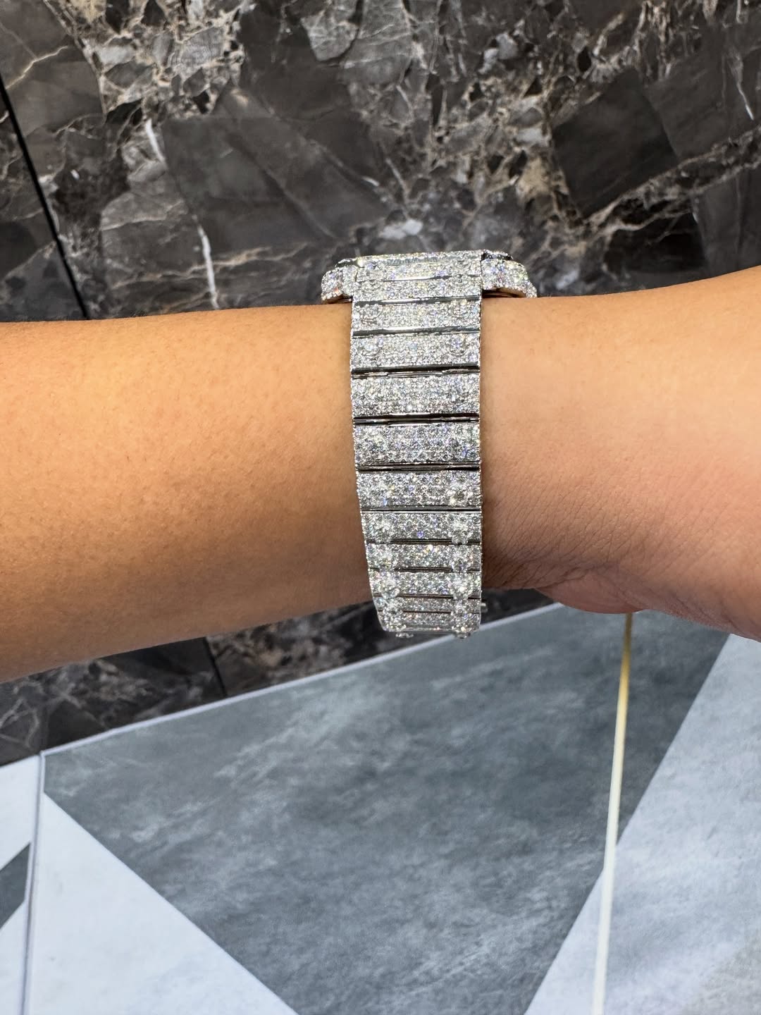 Moissanite Cartier Watch – Iced Out Santos with Arabic Dial