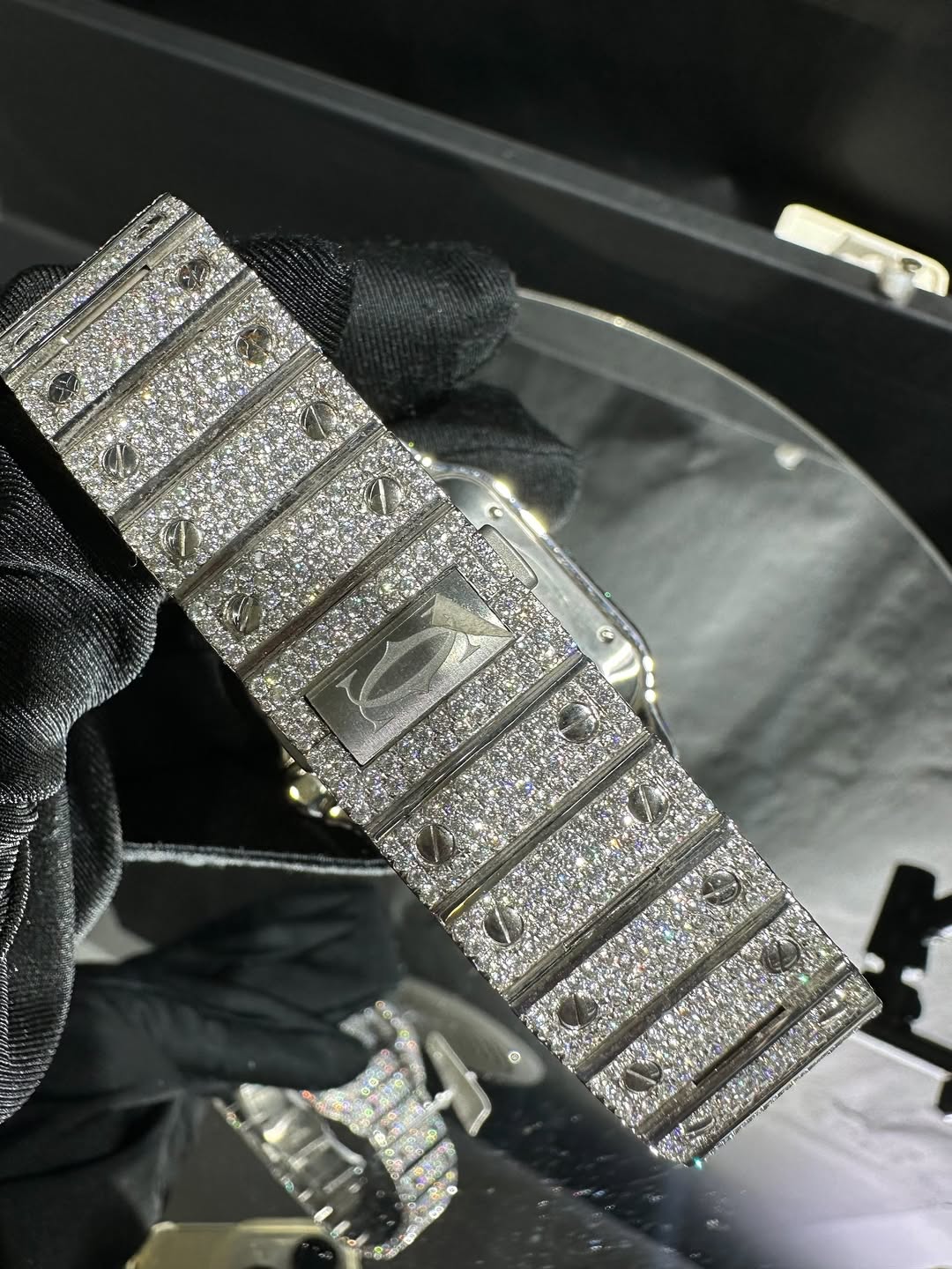 Moissanite Cartier Watch – Fully Iced Out White Gold Santos