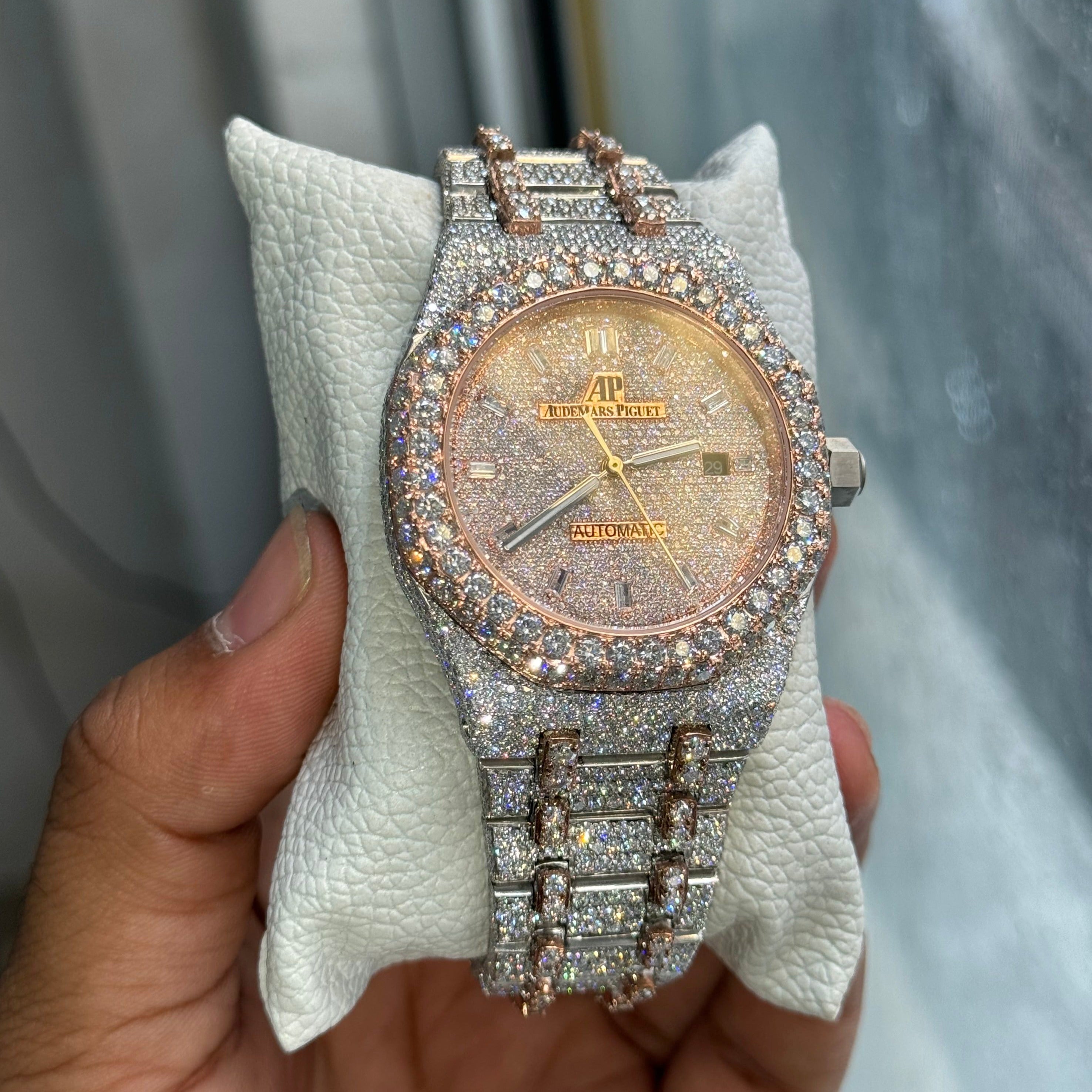 Audemars Piguet (AP) RoyalOak Dual Tone Iced Out - Moissanite AP Diamo ...