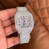 Moissanite Cartier Santos Watch in Arabic Dial - Iced Out Diamond Watch