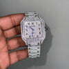 Moissanite Cartier Santos Watch in Arabic Dial - Iced Out Diamond Watch