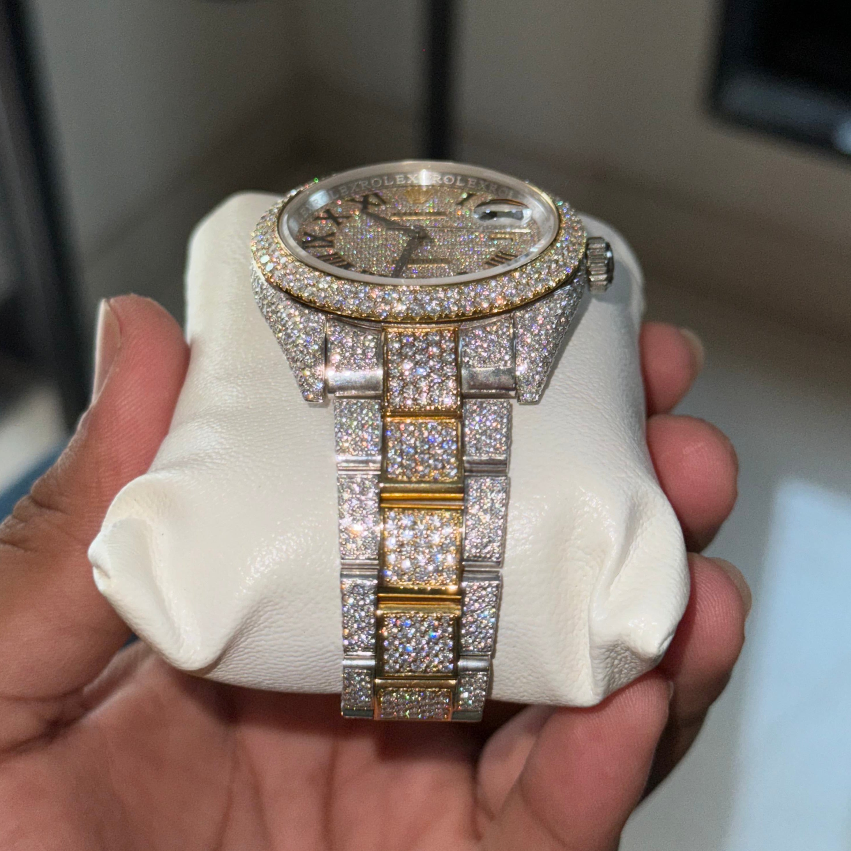 Rolex Datejust Iced Out Moissanite Watch with Oyster Strap
