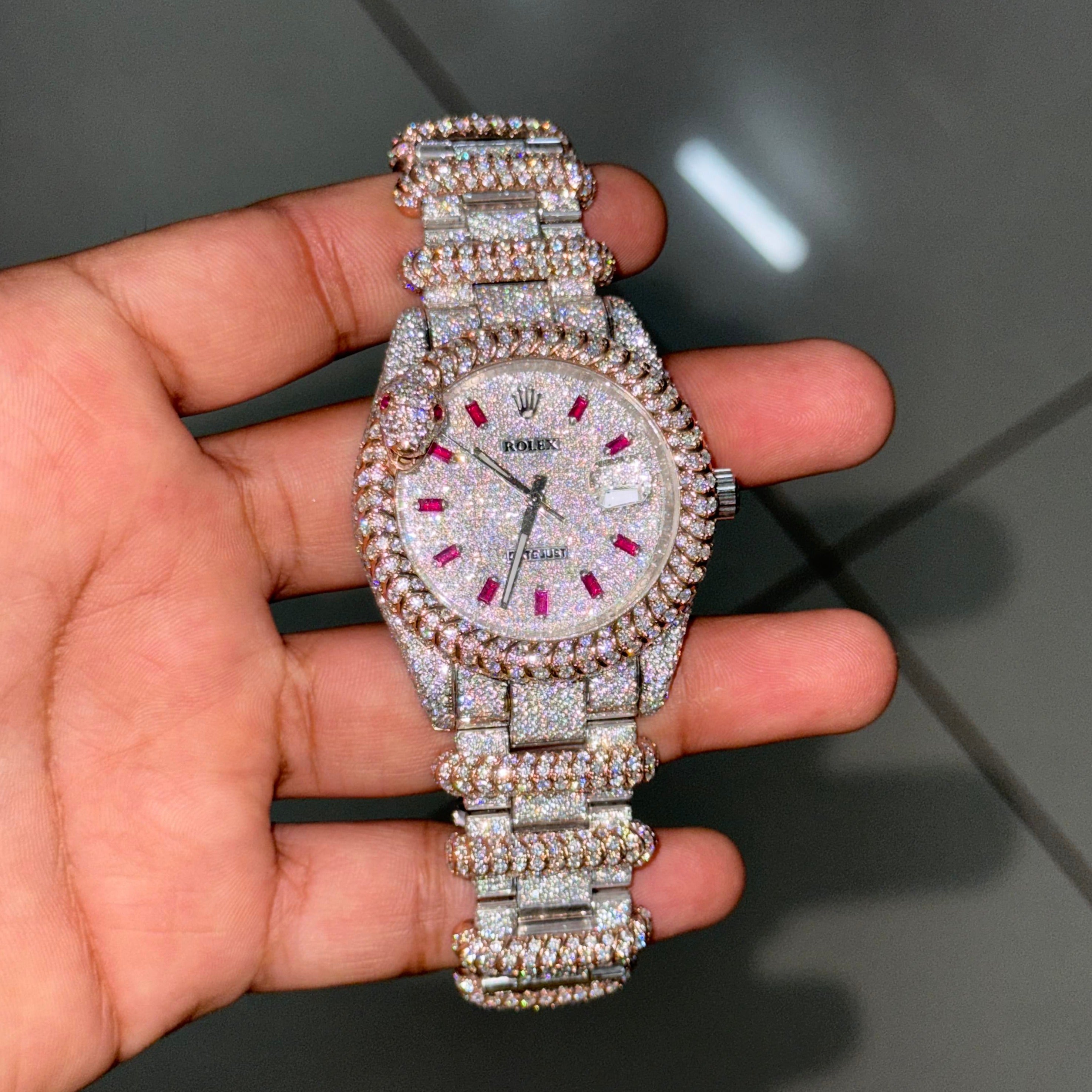 Moissanite Rolex Date-Just Snake Diamond Watch