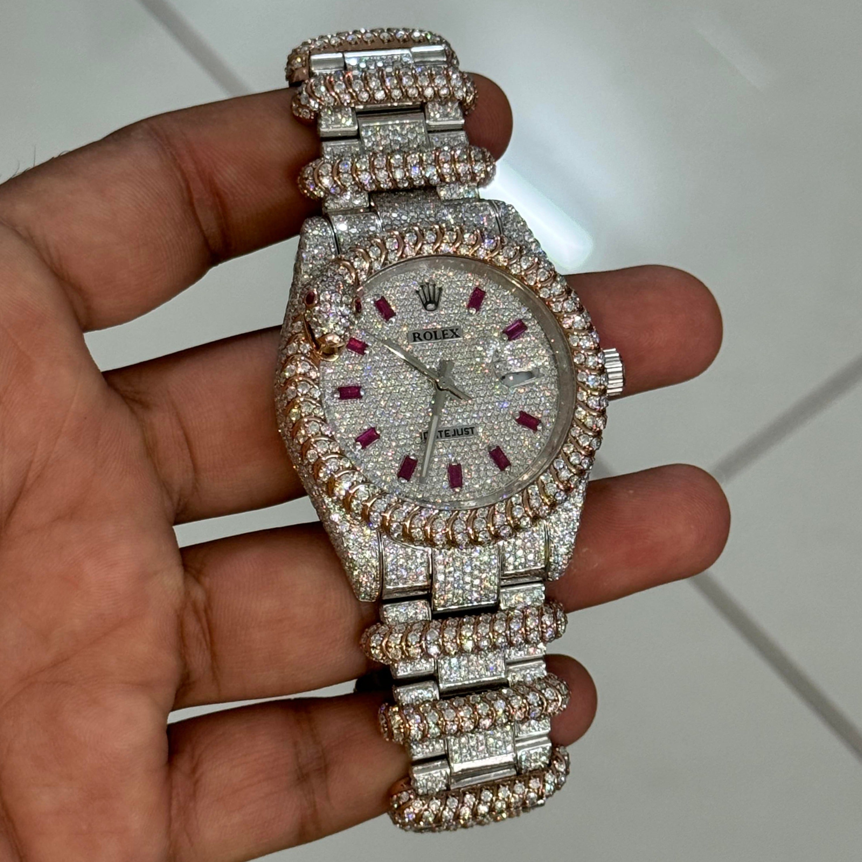 Moissanite Rolex Date-Just Snake Diamond Watch