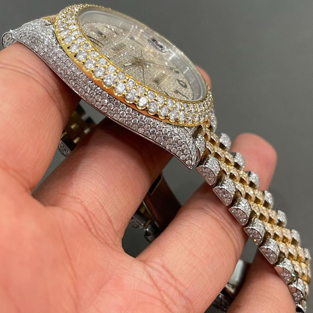 Rolex Datejust Moissanite Watch in Arabic Dial - Iced Out Rolex Watch