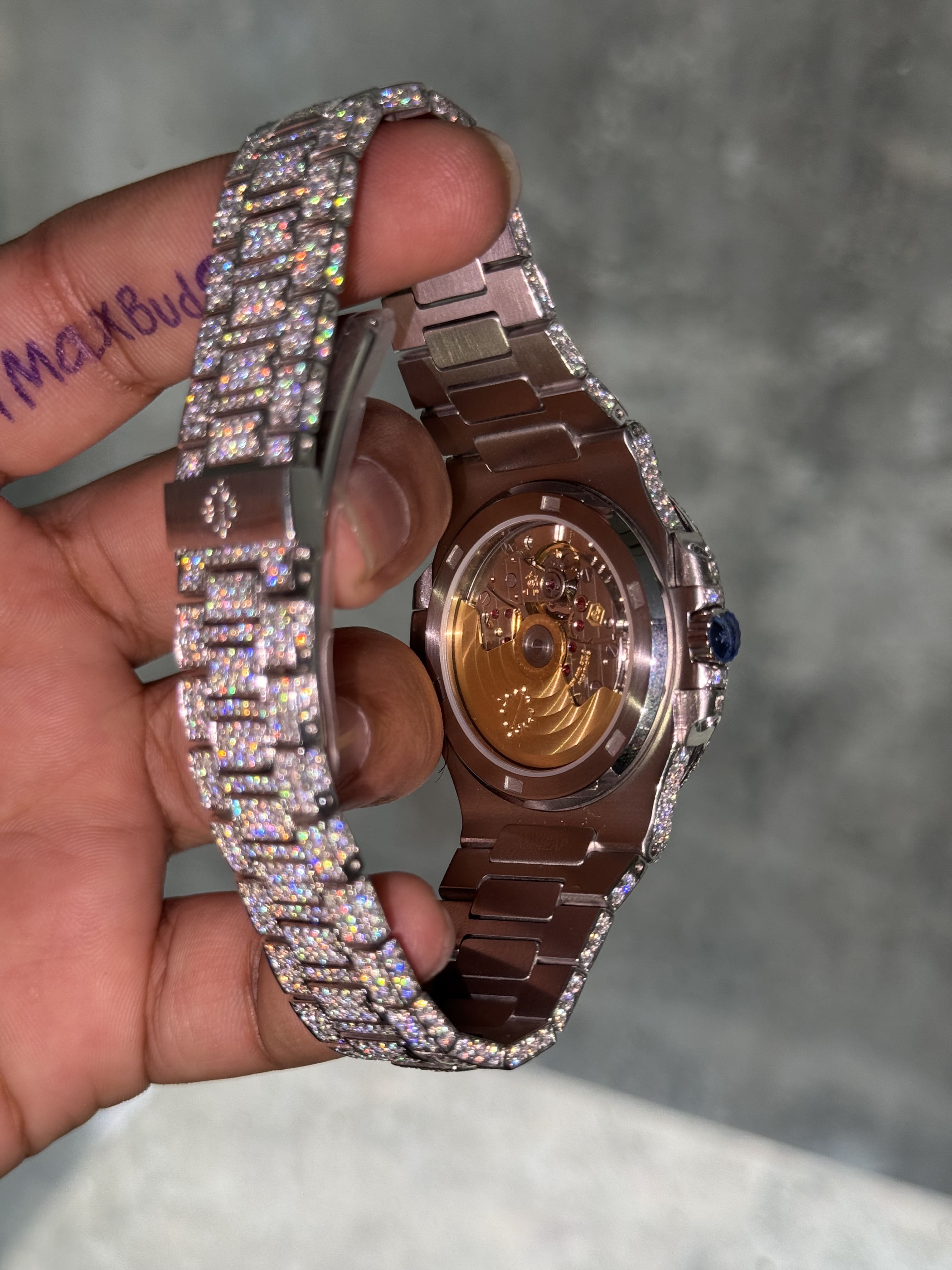 Custom Moissanite Patek Philippe Nautilus Watch - Green Dial (5711 Style)