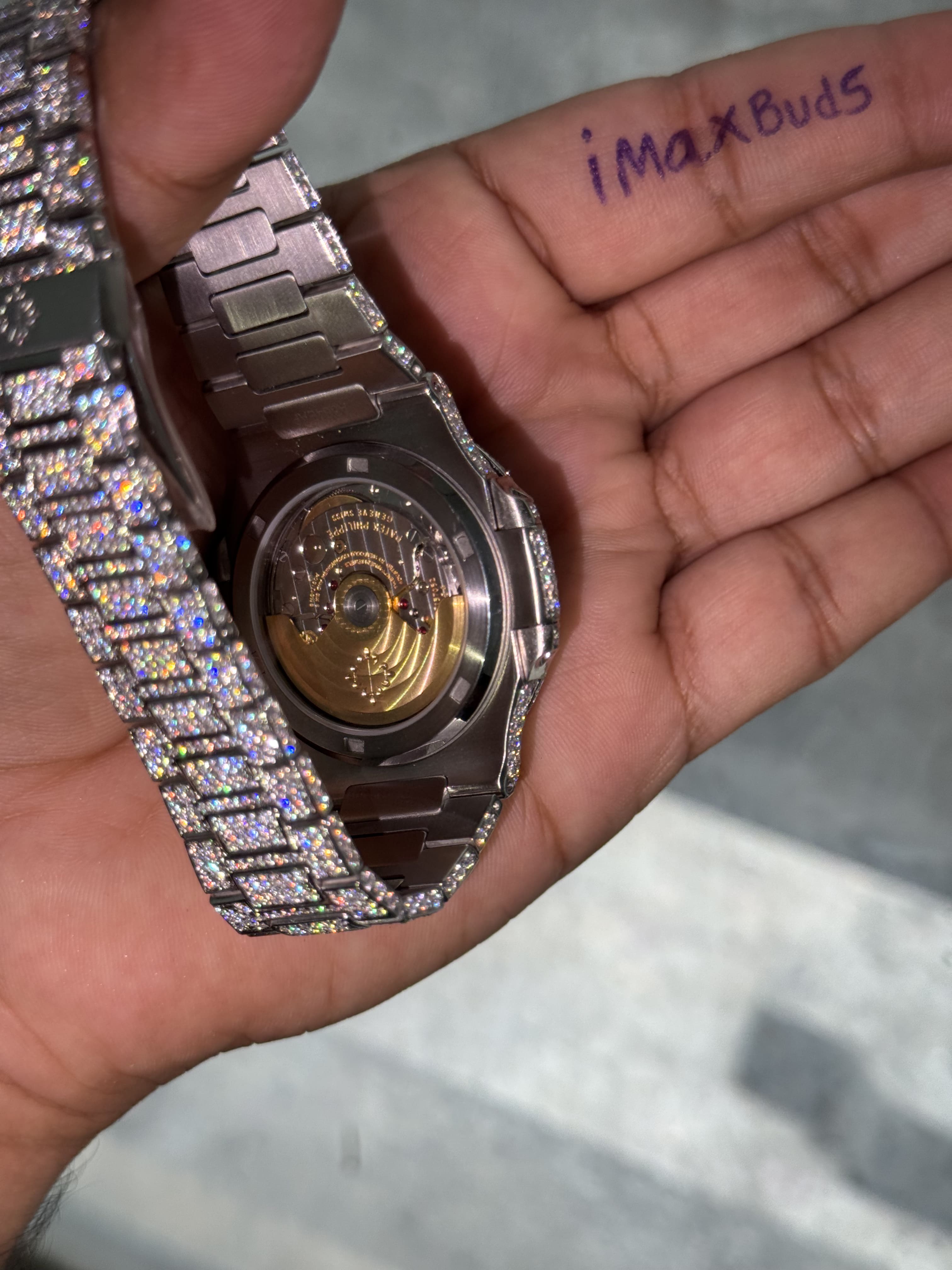 Custom Moissanite Patek Philippe Nautilus Watch - Green Dial (5711 Style)