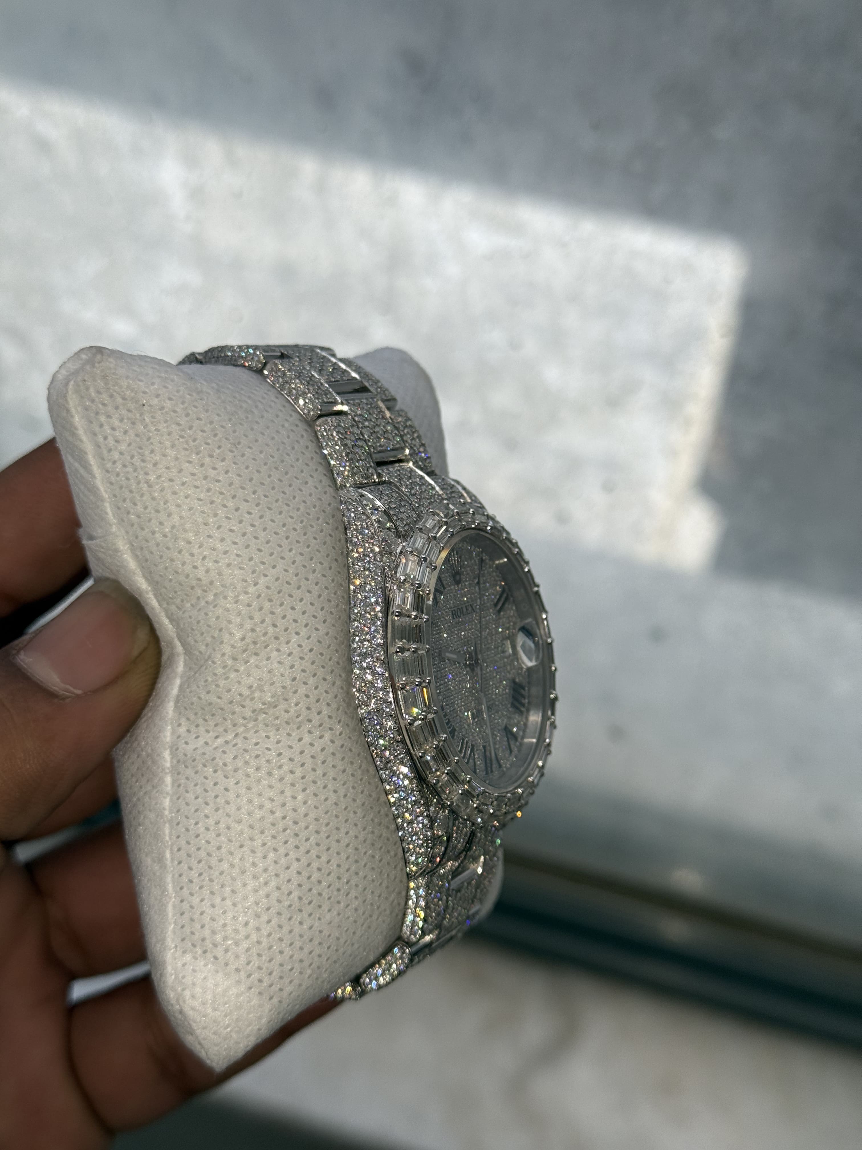 Custom Moissanite Rolex DateJust - Baguette Bezel (Full Buss Down)