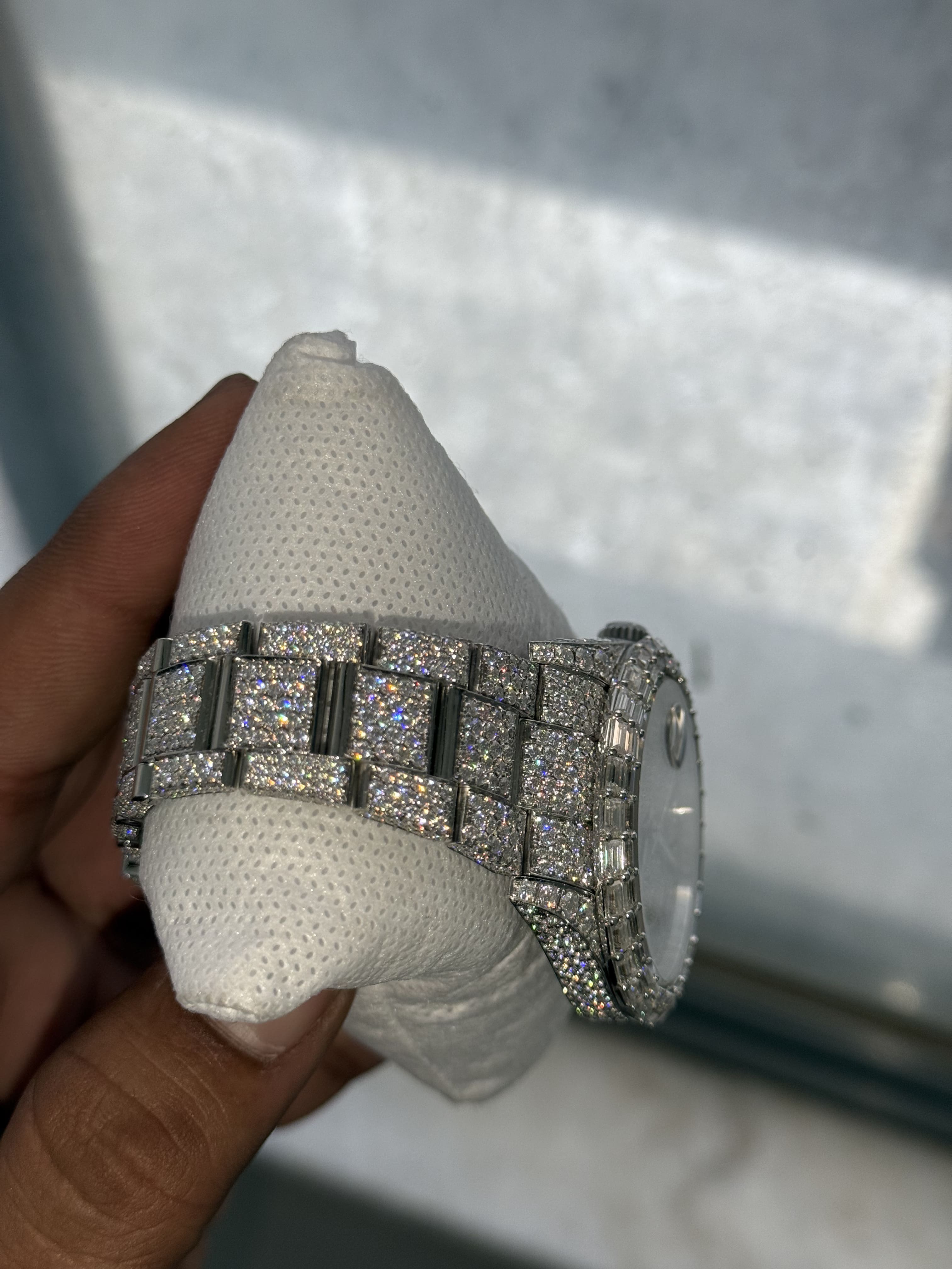 Custom Moissanite Rolex DateJust - Baguette Bezel (Full Buss Down)