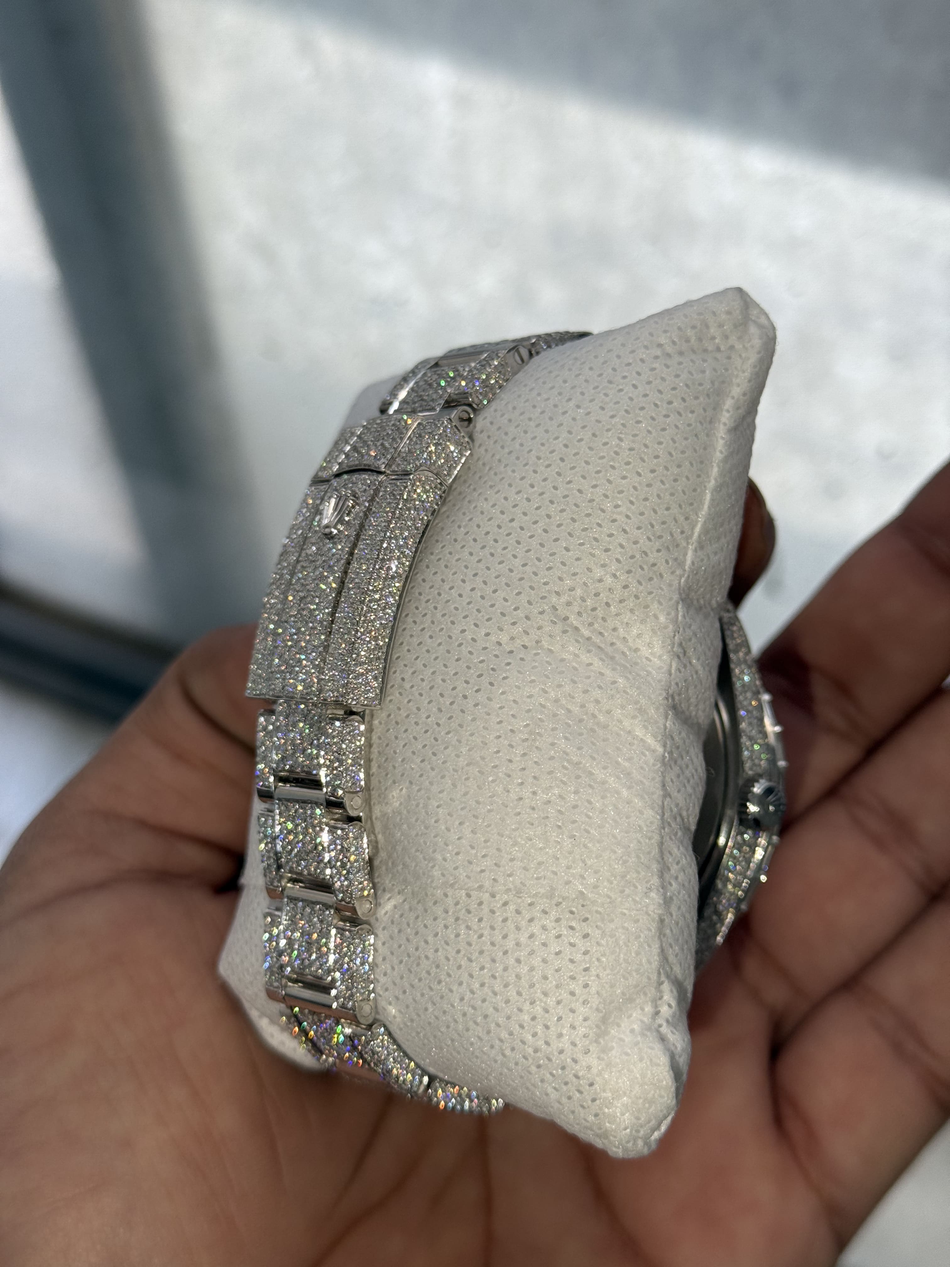 Custom Moissanite Rolex DateJust - Baguette Bezel (Full Buss Down)