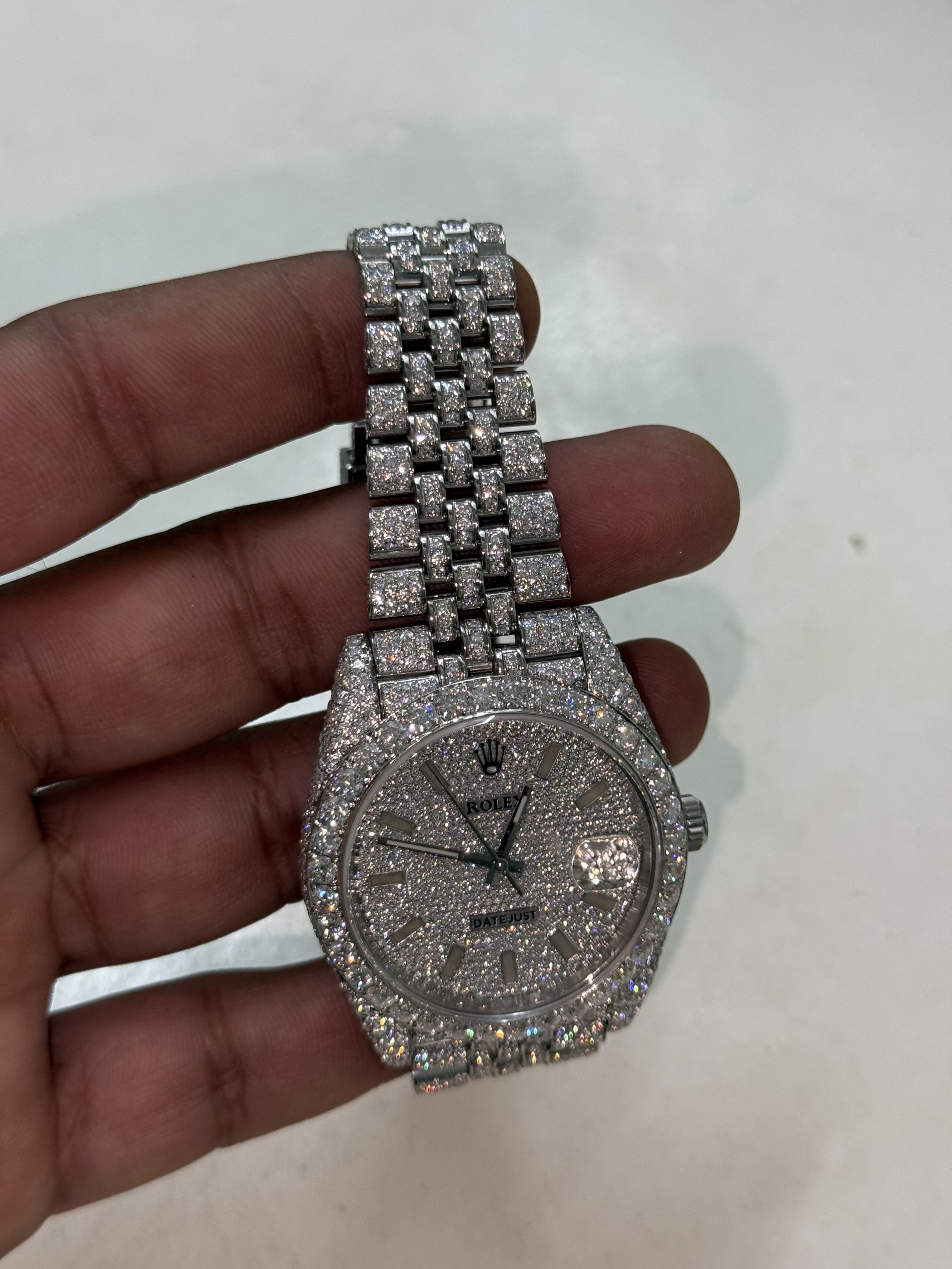 Custom Moissanite Rolex Datejust - Jubilee Bracelet (Full Buss Down)