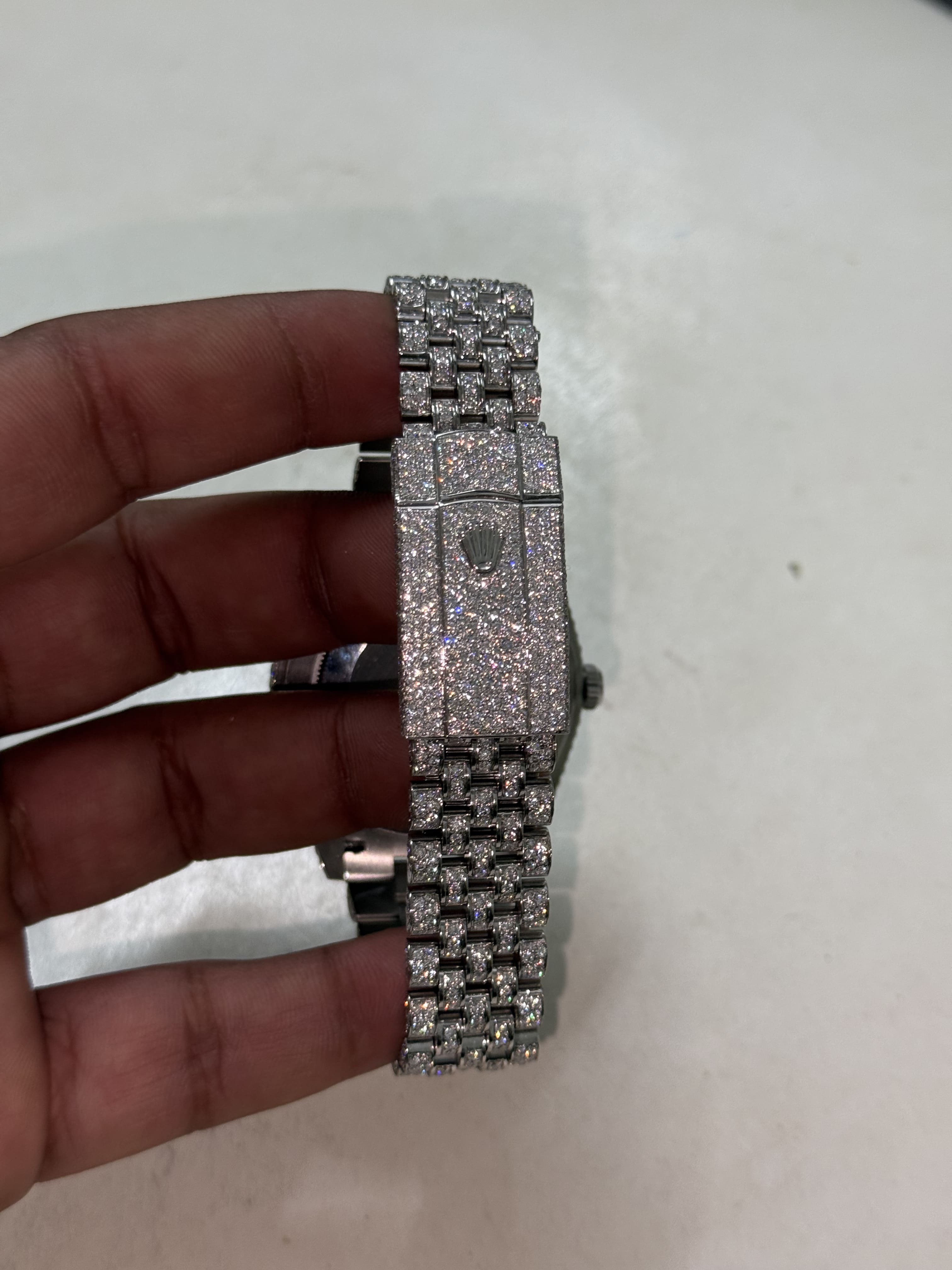 Custom Moissanite Rolex Datejust - Jubilee Bracelet (Full Buss Down)