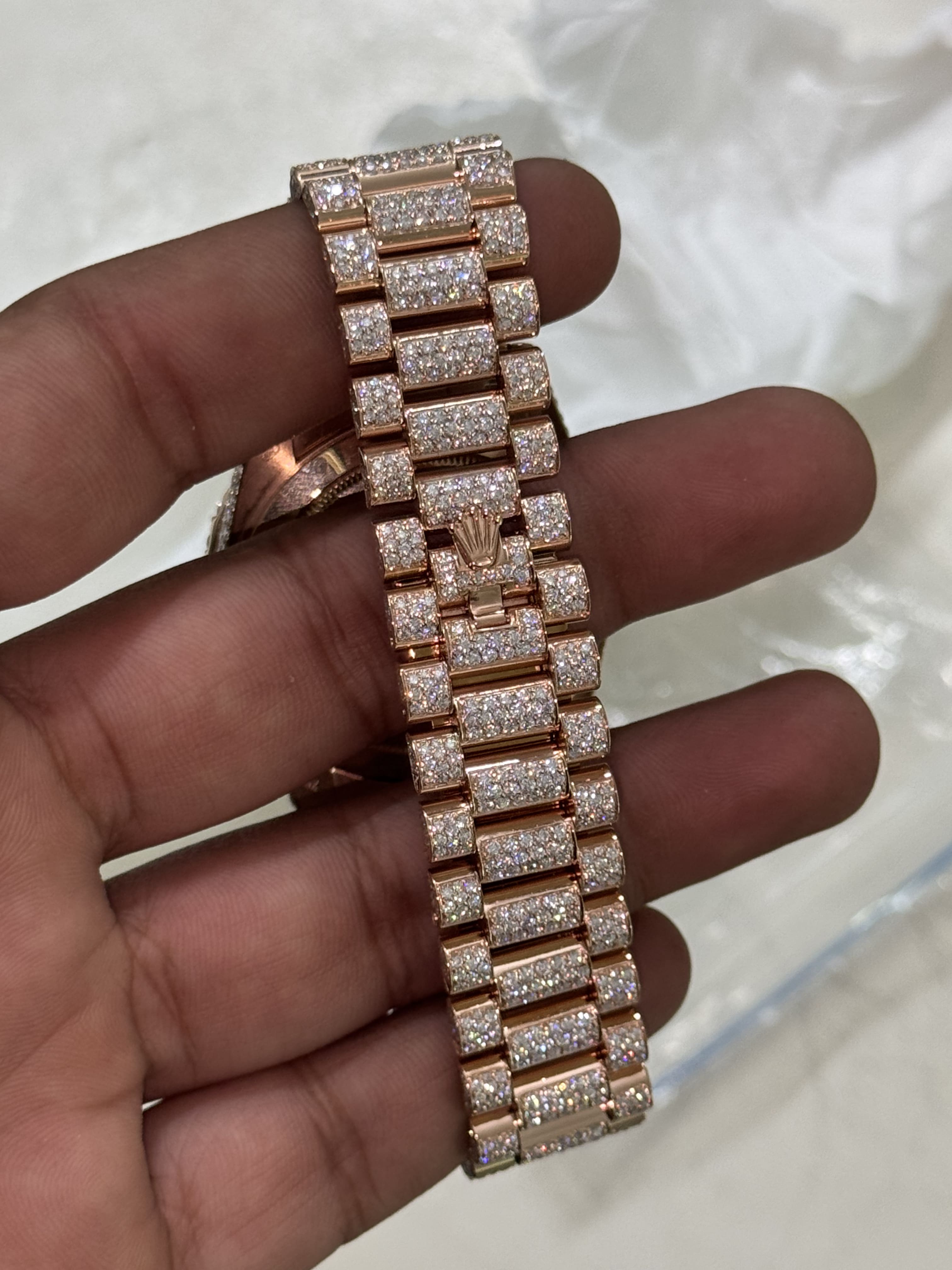Custom Moissanite Rolex Day-Date - Rose Gold (Presidential Edition)