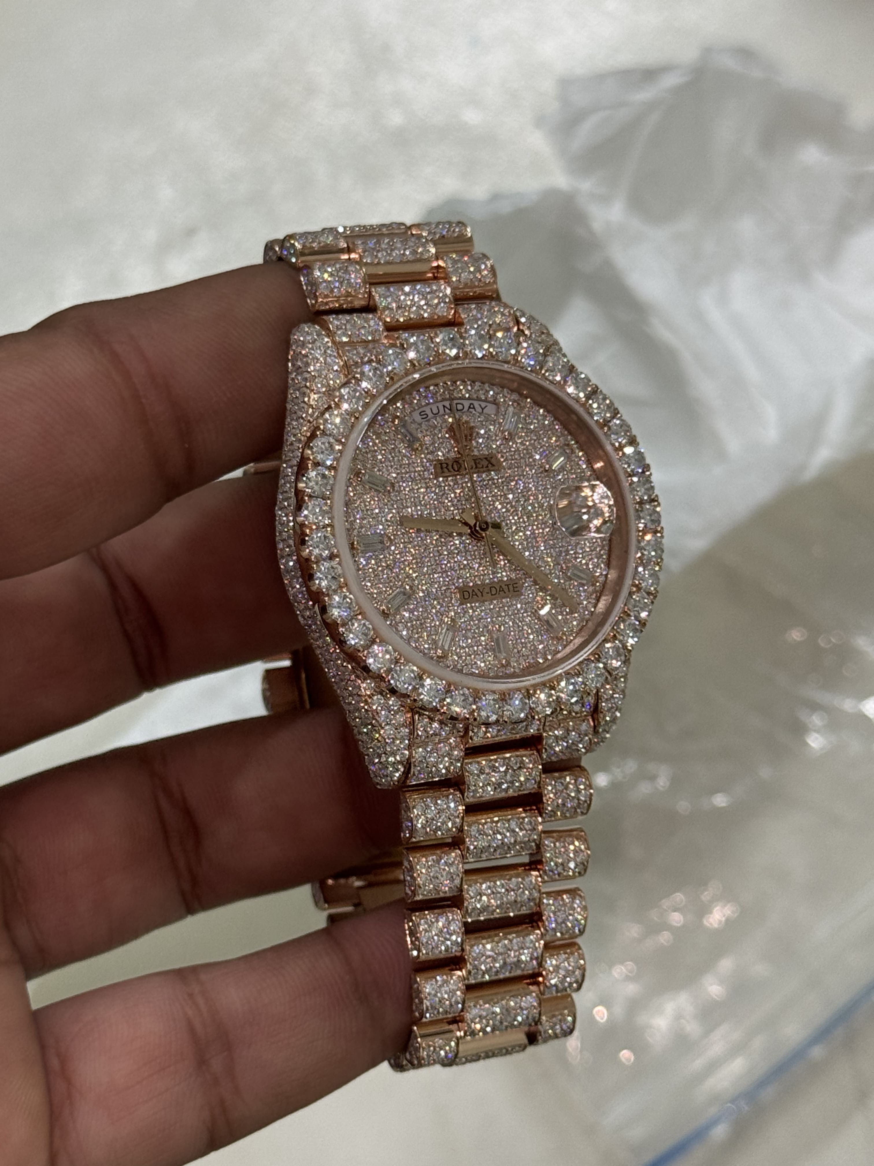 Custom Moissanite Rolex Day-Date - Rose Gold (Presidential Edition)