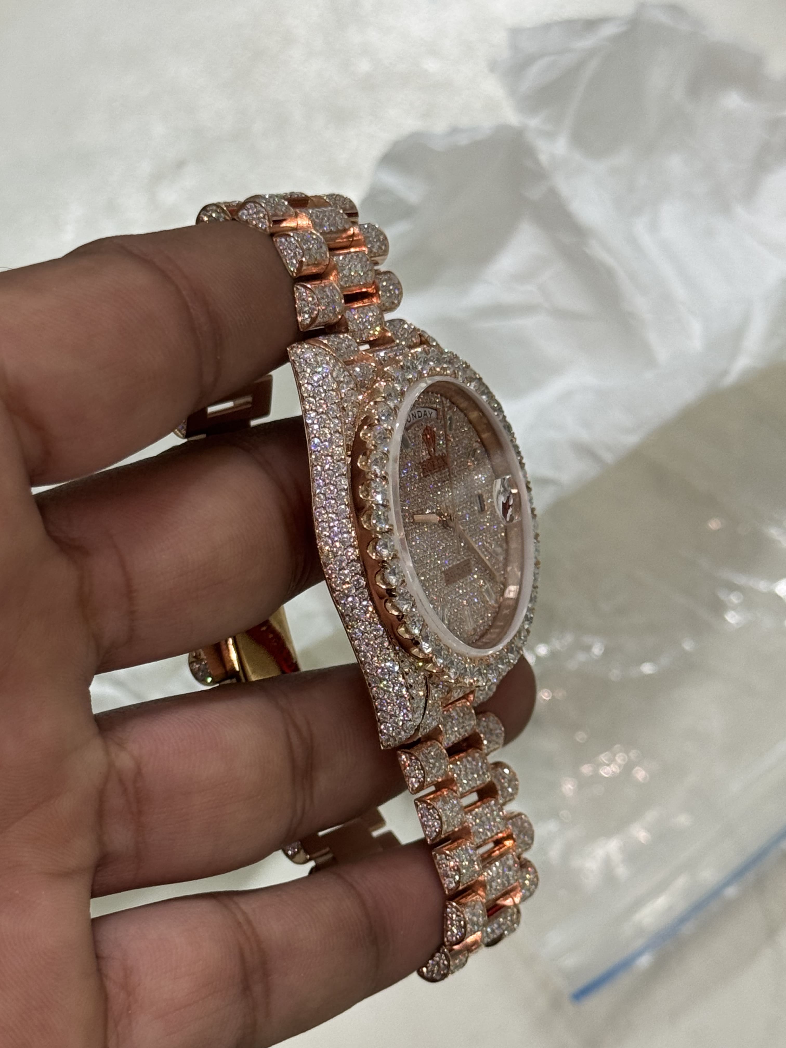 Custom Moissanite Rolex Day-Date - Rose Gold (Presidential Edition)