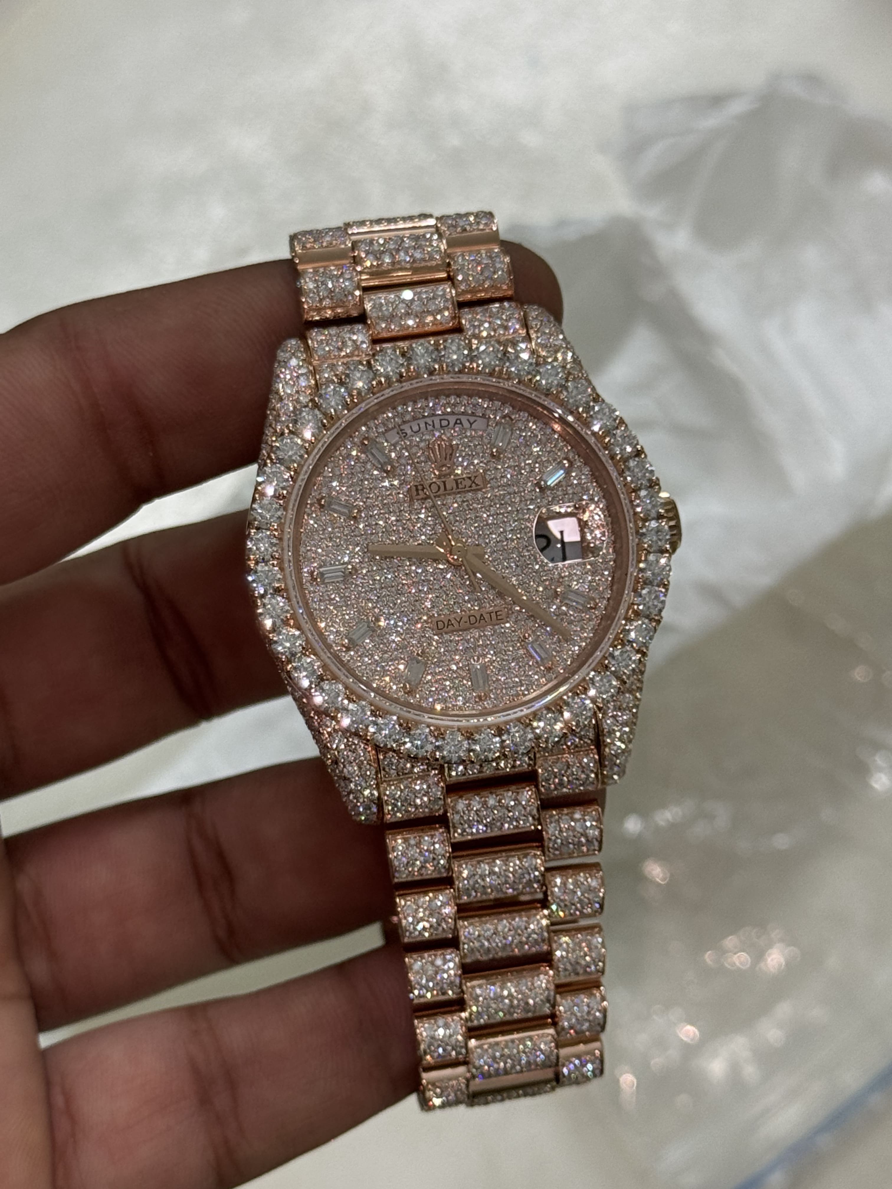 Custom Moissanite Rolex Day-Date - Rose Gold (Presidential Edition)