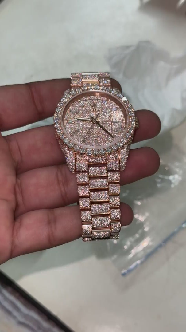 Custom Moissanite Rolex Day-Date - Rose Gold (Presidential Edition)