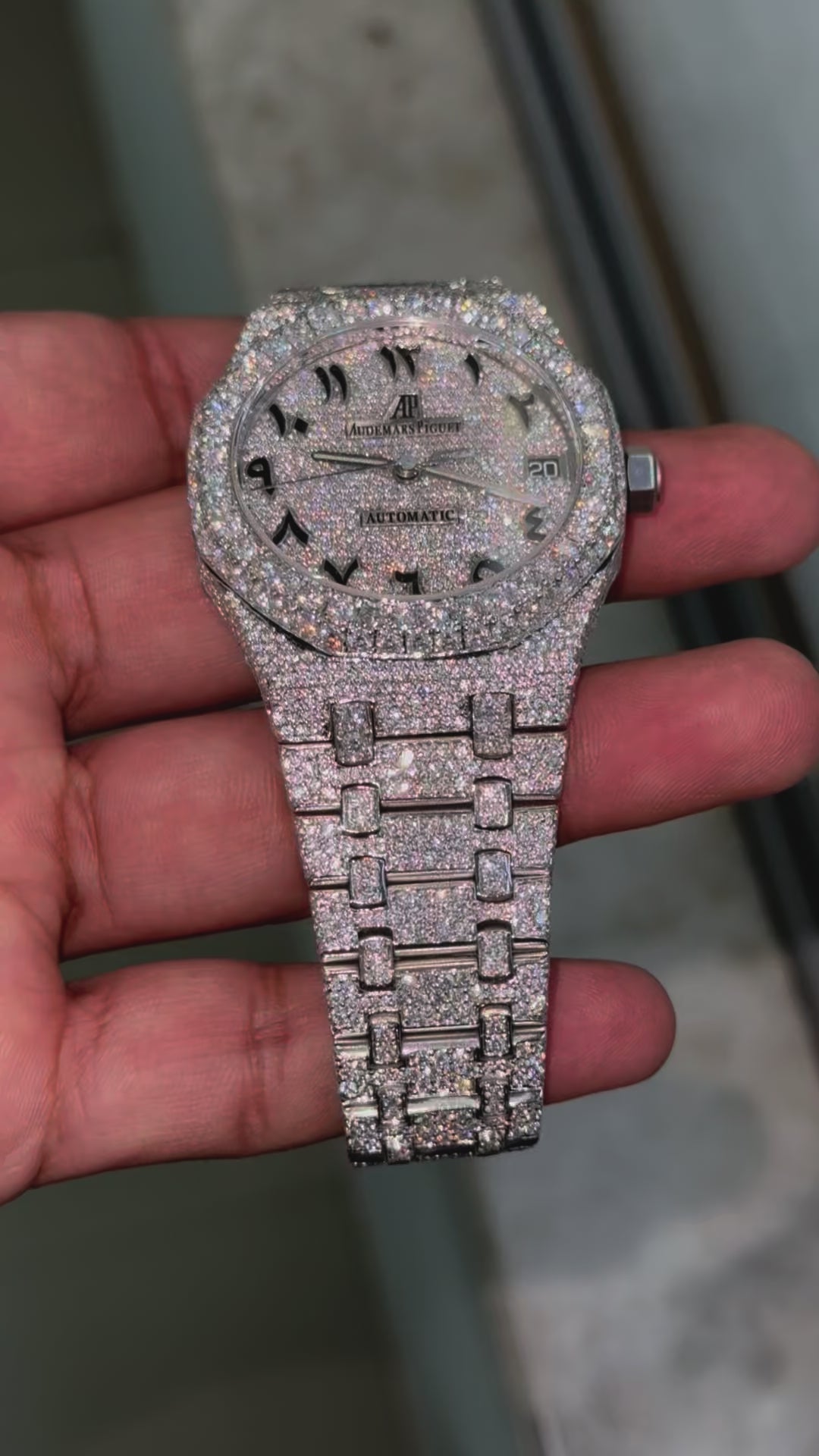 Moissanite AP Watch  - Audemars Piguet RoyalOak Arabic Iced Out Diamond