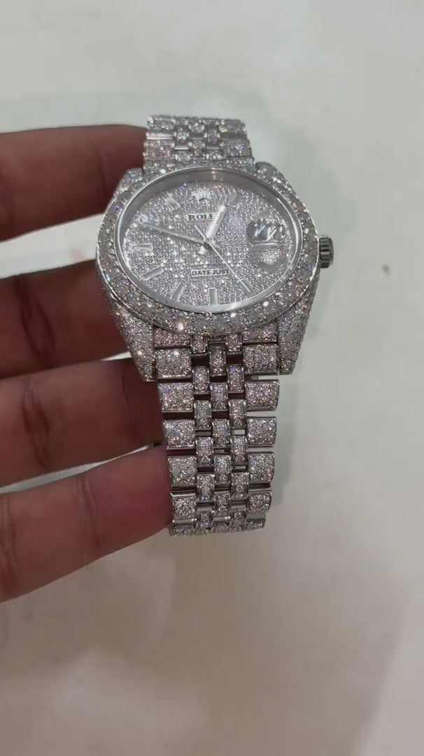 Custom Moissanite Rolex Datejust - Jubilee Bracelet (Full Buss Down)