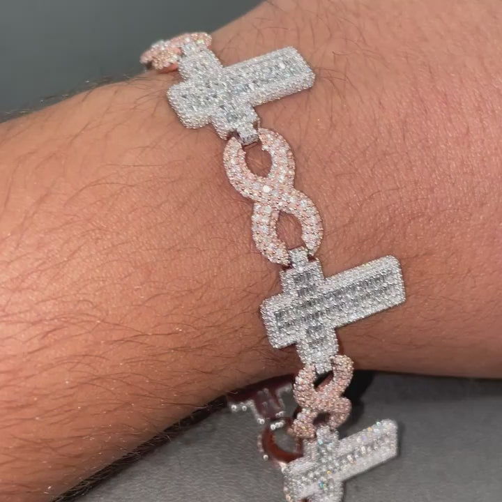 Cross Infinity Baguette Moissanite Diamond Bracelet