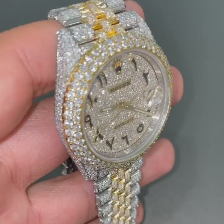 Rolex Datejust Moissanite Watch in Arabic Dial - Iced Out Rolex Watch
