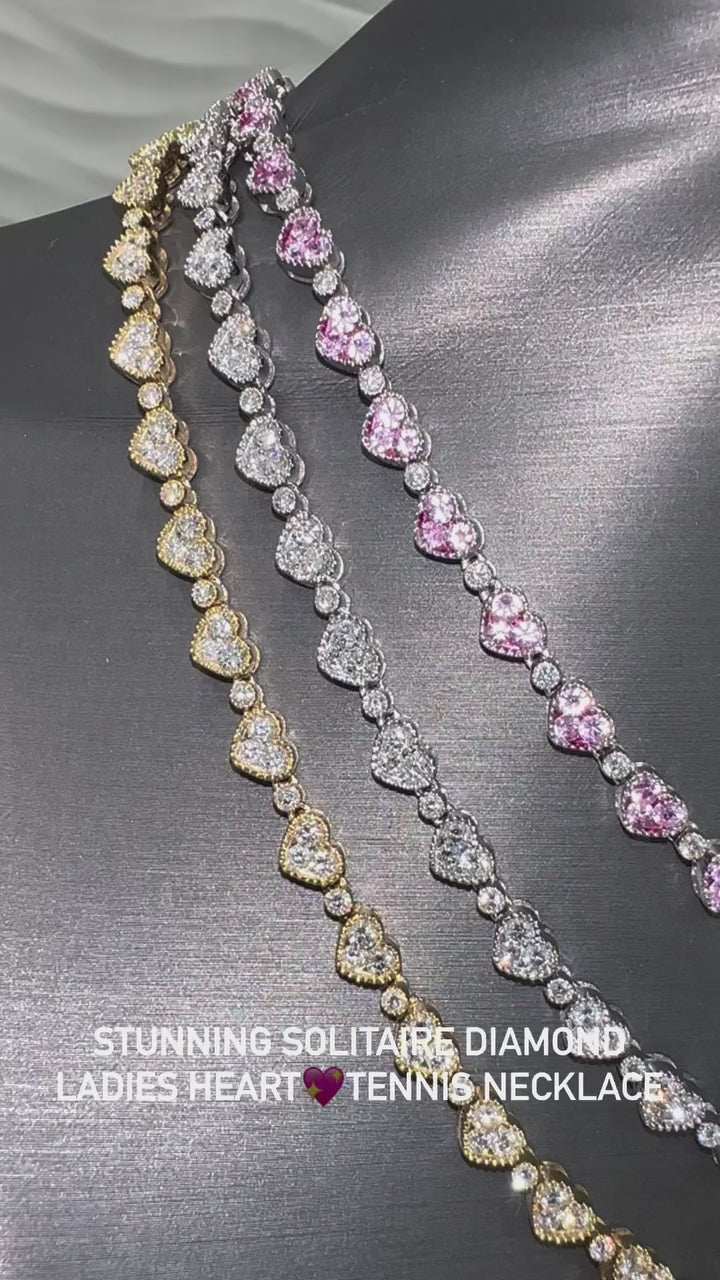 Solitaire Heart Moissanite Tennis Chain