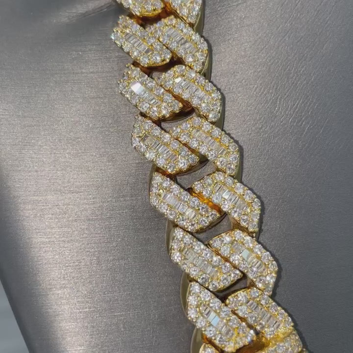 18MM Moissanite Cuban Link Baguette Diamond Chain