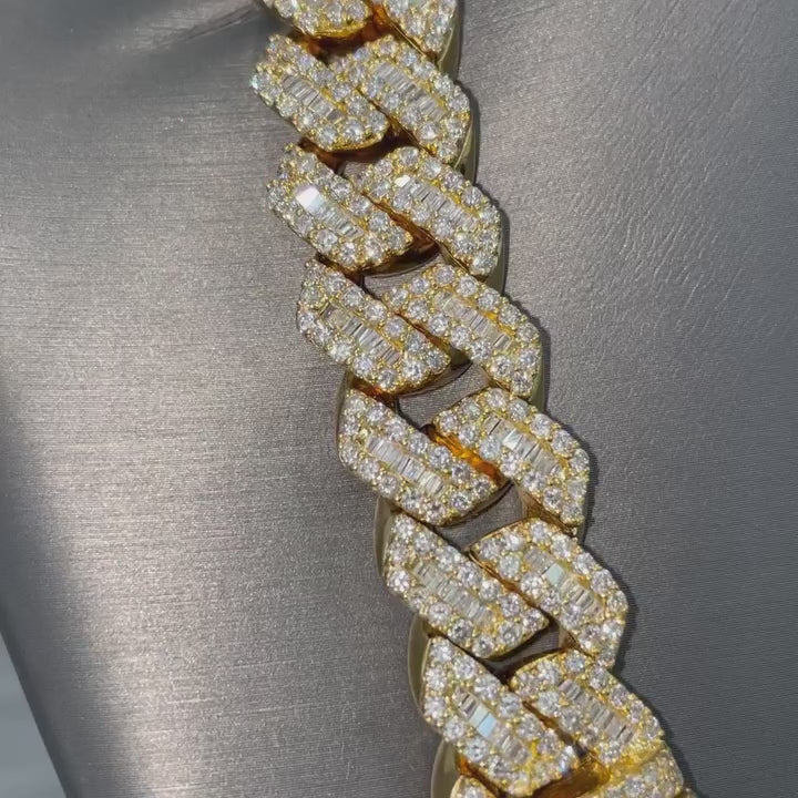 18MM Moissanite Cuban Link Baguette Diamond Chain
