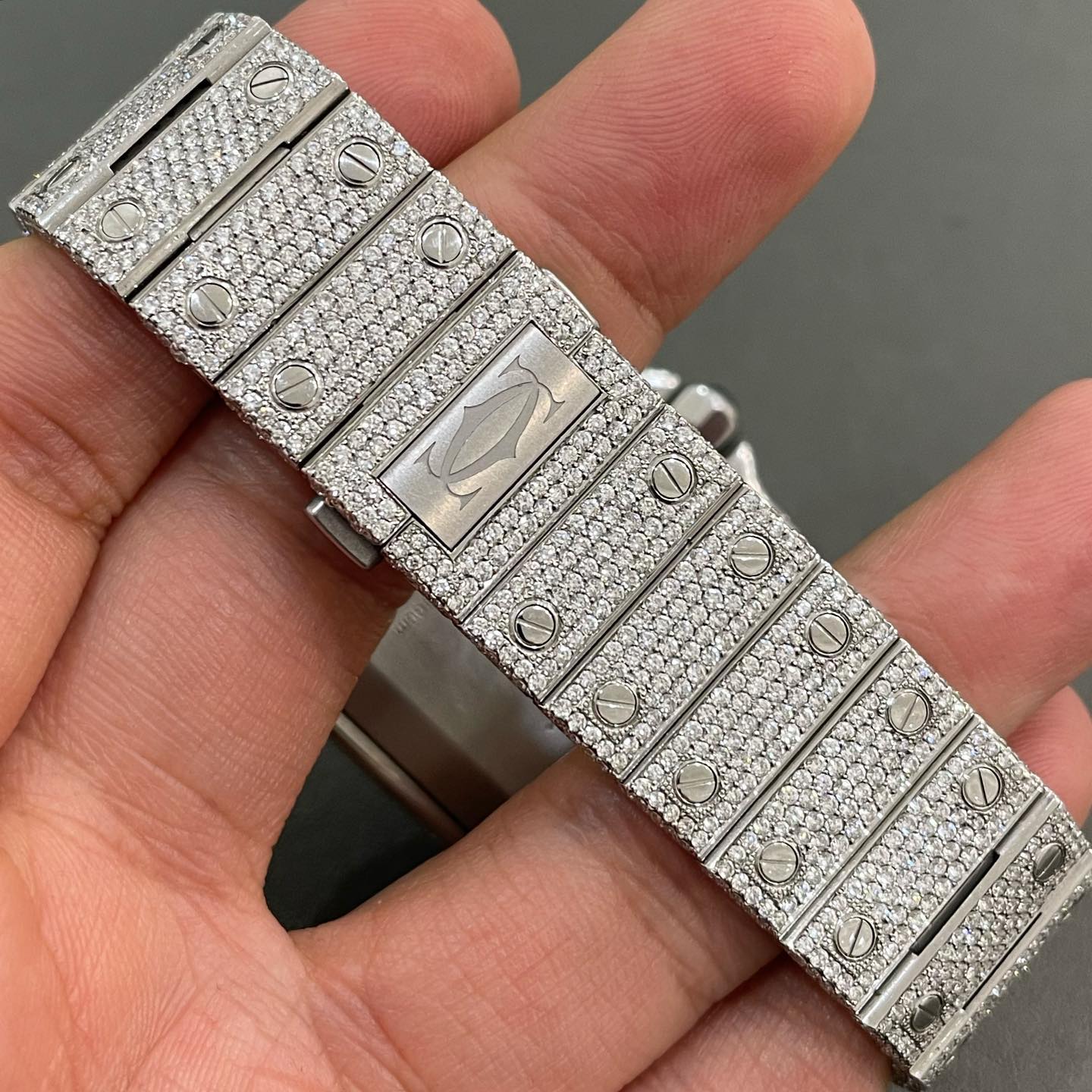 moissanite cartier watch | moissanite diamond watch | iced out cartier santos 