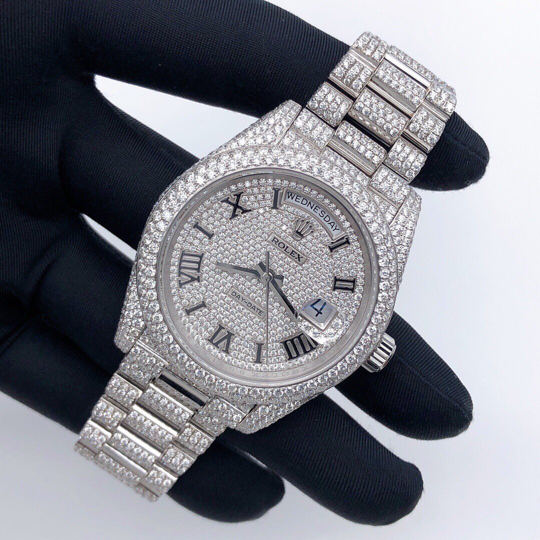 Rolex Day-Date Presidential Moissanite Diamond Watch | Iced Out Moissanite Watch | Rolex Diamond Watch