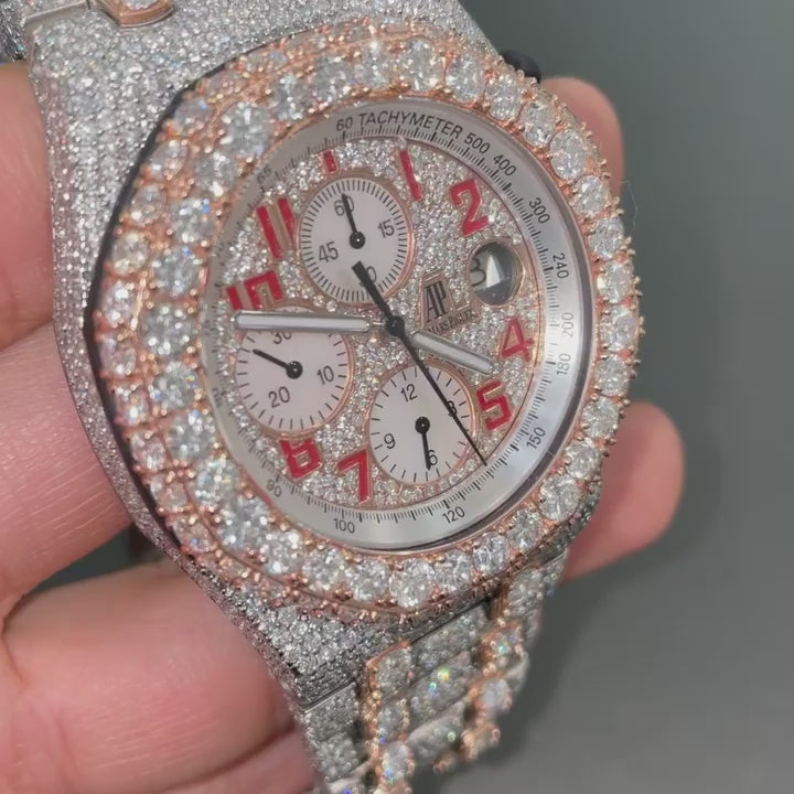 42mm Audemars Piguet RoyalOak OffShore Brick Diamond Watch  - AP Moissanite Diamond Watch