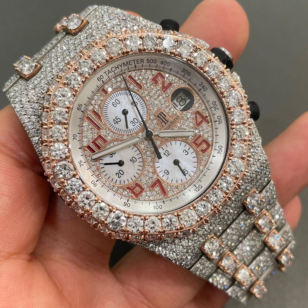 42mm Audemars Piguet RoyalOak OffShore Brick Diamond Watch  - AP Moissanite Diamond Watch