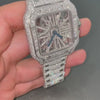 Load and play video in Gallery viewer, Cartier Skeleton Moissanite Diamond Watch | Iced Out Moissanite Watch | Moissanite Cartier Watch